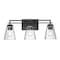 Z-Lite Lyna Vanity, 3-Light, 22 In.W x 6.5 In.L x 9 In.H, Matte Black/Clear 823-3V-MB - alternate 1